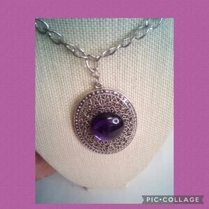 Purple stone necklace.